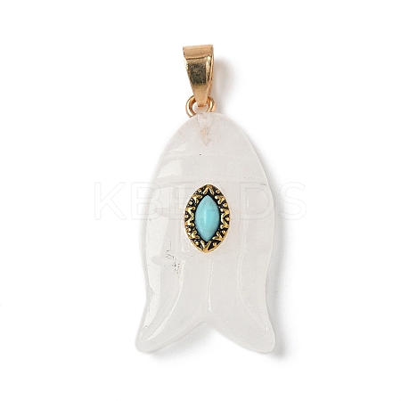 Natural Quartz Crystal & Synthetic Turquoise Carved Pendants X-G-Z084-01G-01-1