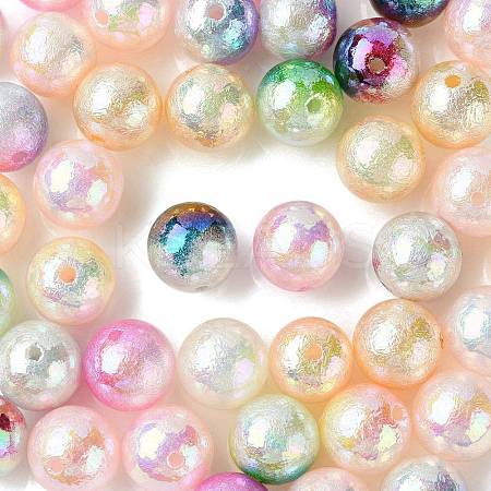50Pcs UV Plating Opaque Rainbow Iridescent Acrylic Beads SACR-CJ0001-42-1