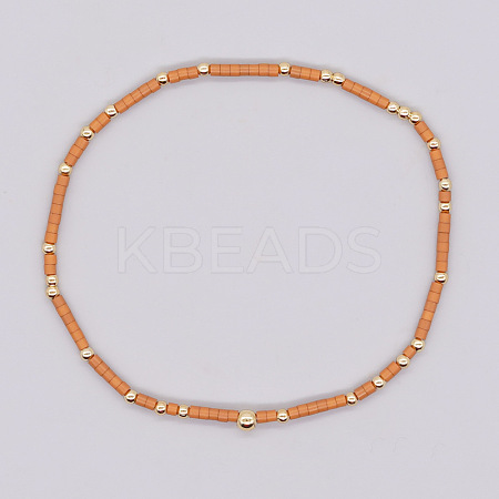Bohemian Style Rainbow Glass & Brass Beaded Handmade Fashion Women's Bracelet QD2599-3-1