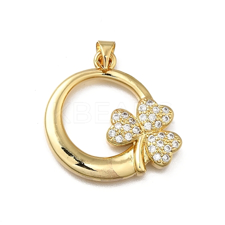 Brass Micro Pave Cubic Zirconia Pendants KK-C090-04B-G-1