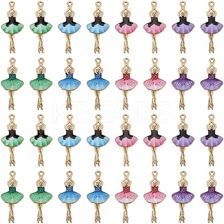 32Pcs 8 Colors Printed Alloy Pendants ENAM-SC0005-39-1