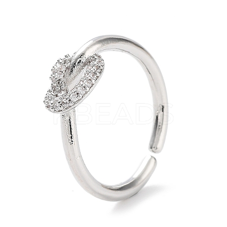 Knot Rack Plating Brass Micro Pave Clear Cubic Zirconia Open Rings RJEW-D020-10P-1