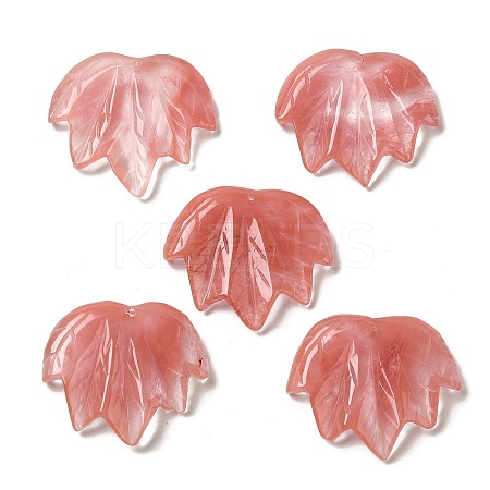 Cherry Quartz Glass Carved Pendants G-K353-01H-1