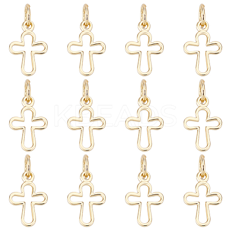 14Pcs Brass Tiny Cross Charms KK-LP0001-51-1