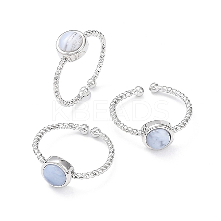 Natural Blue Lace Agate Cuff Rings RJEW-E074-01P-05-1