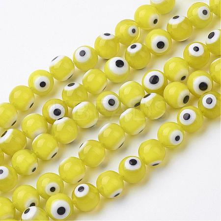 Handmade Evil Eye Lampwork Beads Strands LAMP-J082-02-10mm-1