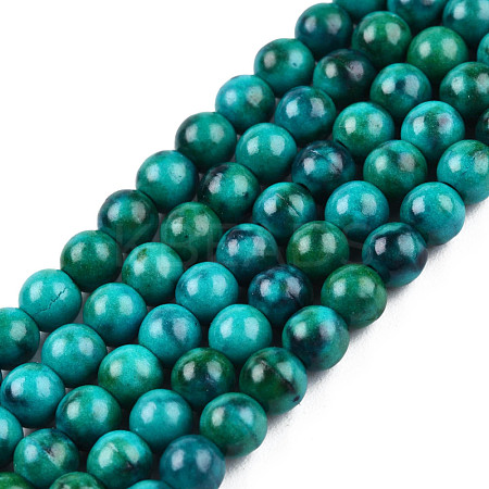 Dyed Natural Ocean White Jade Round Bead Strands G-R295-4mm-07-1