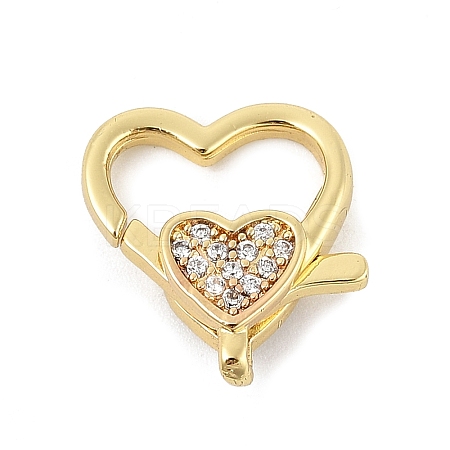 Brass Micro Pave Clear Cubic Zirconia Lobster Claw Clasps KK-P299-06G-1