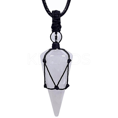 Natural Quartz Crystal Cone Pendant Necklaces PW-WG75823-04-1