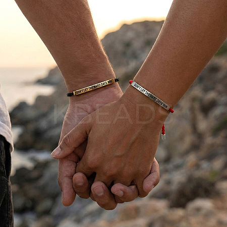2Pcs DON'T LET THE HARD DAYS WIN 304 Stainless Steel Charm Motivational Quote Bracelets FG5463-4-1