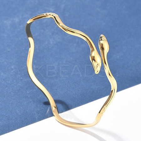 304 Stainless Steel Cuff Bangles for Women AJEW-P127-06G-1