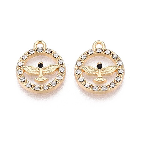 Rack Plating Alloy Rhinestone Pendants PALLOY-T091-22A-G-1