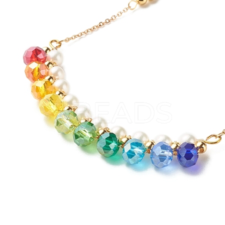 Shell Pearl & Faceted Glass Beads Pendant Necklace for Teen Girl Women NJEW-TA00012-1