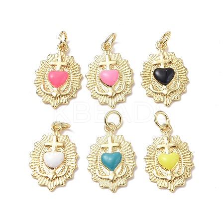 Eco-Friendly Rack Plating Brass Enamel Pendants KK-F845-32G-1