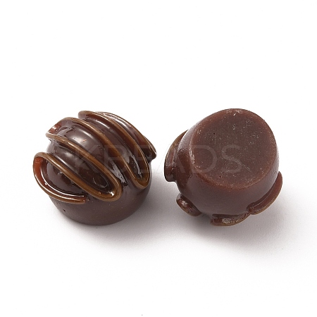 Round Chocolate Opaque Resin Cabochos RESI-WH0026-71A-1