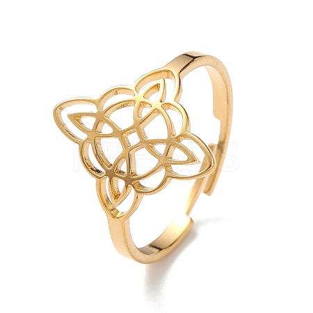 Sailor's Knot 304 Stainless Steel Hollow Adjustable Ring for Women LS-RJEW-E073-04G-1