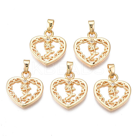 Brass Micro Pave Clear Cubic Zirconia Pendants KK-N233-166-1