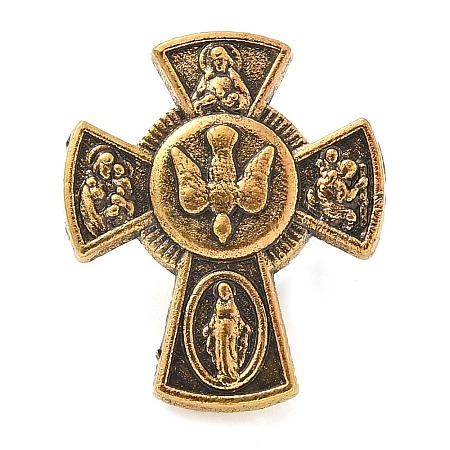 Cross Alloy Black Enamel Pins Brooches JEWB-M049-01AG-01-1