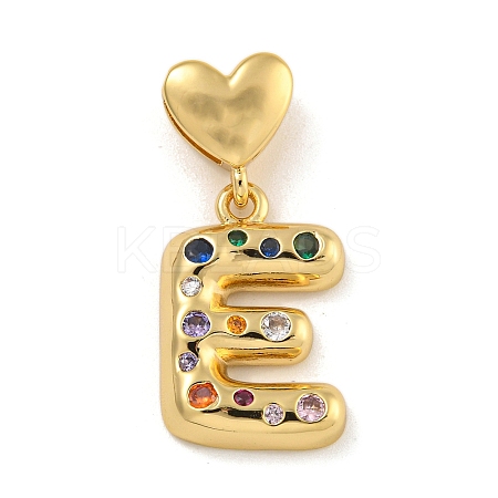 Brass Micro Pave Colorful Cubic Zirconia Pendants KK-P281-01G-E-1