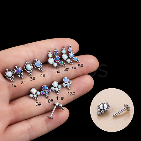 316L Surgical Stainless Steel & Synthetic Opal Internally Threaded Labrets WG2D237-12-1