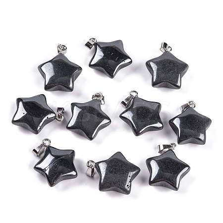 Natural Black Stone Pendants G-Q172-09P-02-1