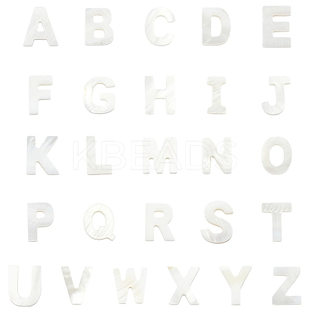 26Pcs 26 Styles Natural Freshwater Shell Letter Charms BSHE-YW0001-15-1