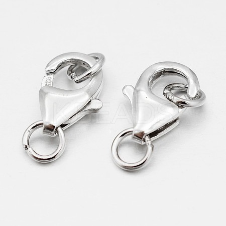 Anti-Tarnish Rhodium Plated 925 Sterling Silver Lobster Claw Clasps STER-O015-C-04-1