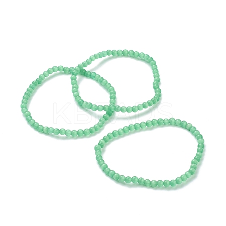 Round Cat Eye Beads Stretch Bracelets for Girl Women BJEW-A117-A-37-1