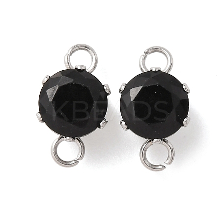 304 Stainless Steel Micro Pave Cubic Zirconia Connector Charms STAS-H240-50P-11-1
