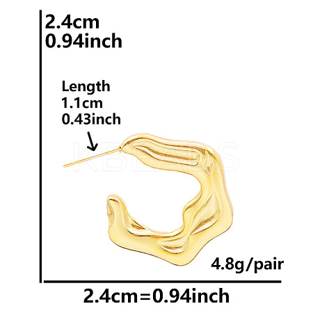 Irregular C Shape Stainless Steel Stud Earrings for Women NX3649-8-1