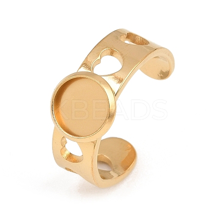 Hollow Heart 304 Stainless Steel Cuff Ring Components SA-CBA82C8-02A-G-1