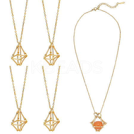 5Pcs 304 Stainless Steel Macrame Pouch Necklace Making for Gemstone Nuggets NJEW-UN00007-1
