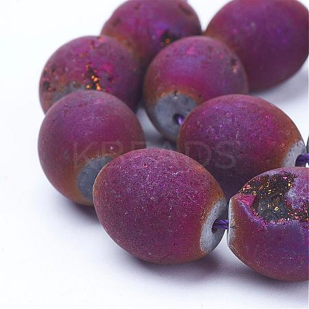 Electroplated Natural Druzy Geode Agate Bead Strands G-P251-A01-1