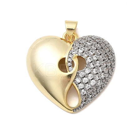 Brass Micro Pave Clear Cubic Zirconia Pendants KK-H519-14B-GP-1