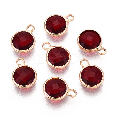 Golden Tone Brass Glass Charms X-GLAA-ZX008-24H-G-1