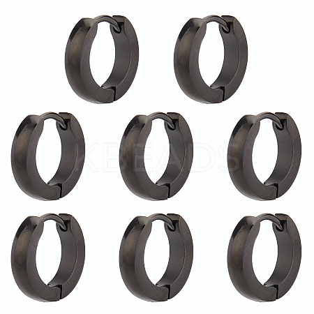 4 Pairs 304 Stainless Steel Chunky Huggie Hoop Earrings EJEW-UN0001-87-1
