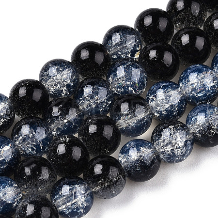 Transparent Crackle Baking Paint Glass Beads Strands DGLA-T003-01B-01-1
