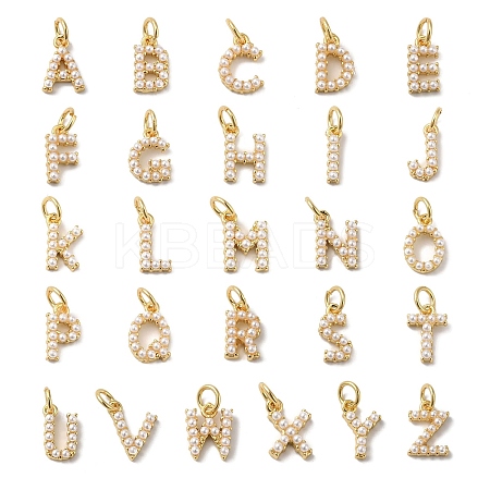 26Pcs Letter A~Z Rack Plating Brass Charms KK-B092-30-G-1