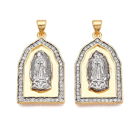 Brass Micro Pave Cubic Zirconia Pendants KK-T070-27G-1