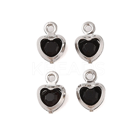 Heart Rack Plating Brass Glass Pendants KK-S385-01P-01-1