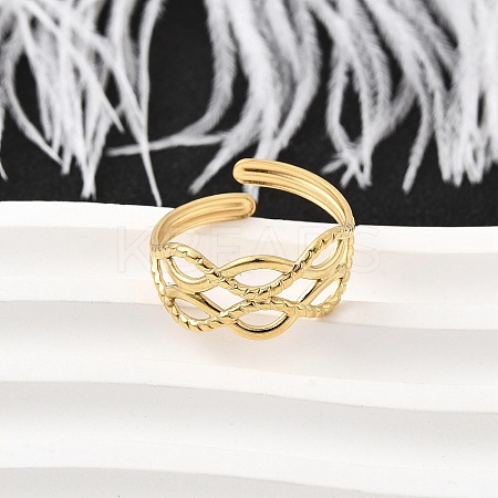 304 Stainless Steel Adjustable Open Cuff Rings for Women RJEW-U062-01E-G-1