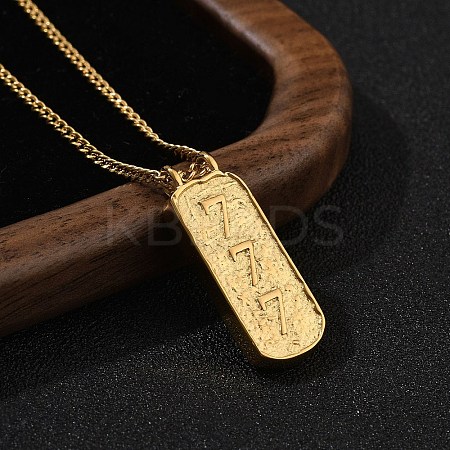 304 Stainless Steel Rectangle Number Pendant Necklaces NJEW-D300-01G-07-1