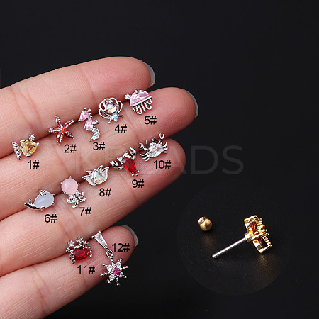 Brass Micro Pave Cubic Zirconia Cartilage Earring WG3714F-21-1