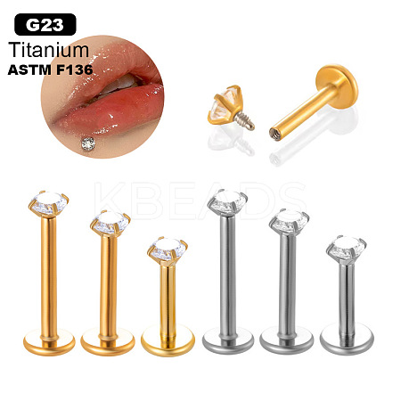 G23 Titanium Clear Cubic Zirconia Internally Threaded Labrets WGA0CA4-01-1