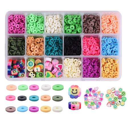 126g 15 Colors Handmade Polymer Clay Beads CLAY-SZ0001-32-1