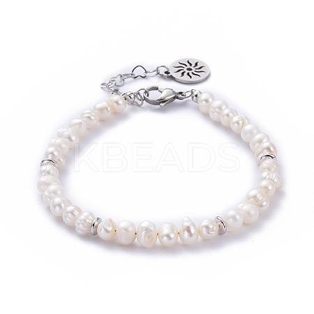 Natural Cultured Freshwater Pearl Beaded Bracelets BJEW-JB05257-01-1