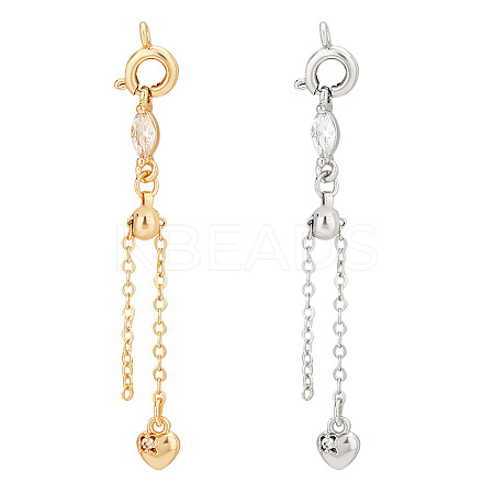4Pcs 2 Colors Alloy & Brass Chain Extender with Cubic Zirconia FIND-PH0017-99-1