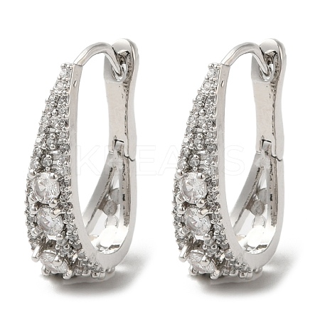 Teardrop Rack Plating Brass Micro Pave Cubic Zirconia Hoop Earrings EJEW-A027-07P-1