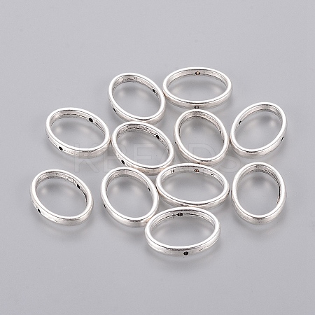 Tibetan Style Antique Silver Oval Spacer Bead Frames Jewelry Findings for Craft DIY X-EA564Y-NF-1