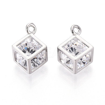 Brass Micro Pave Cubic Zirconia Charms KK-N264-02B-P-1
